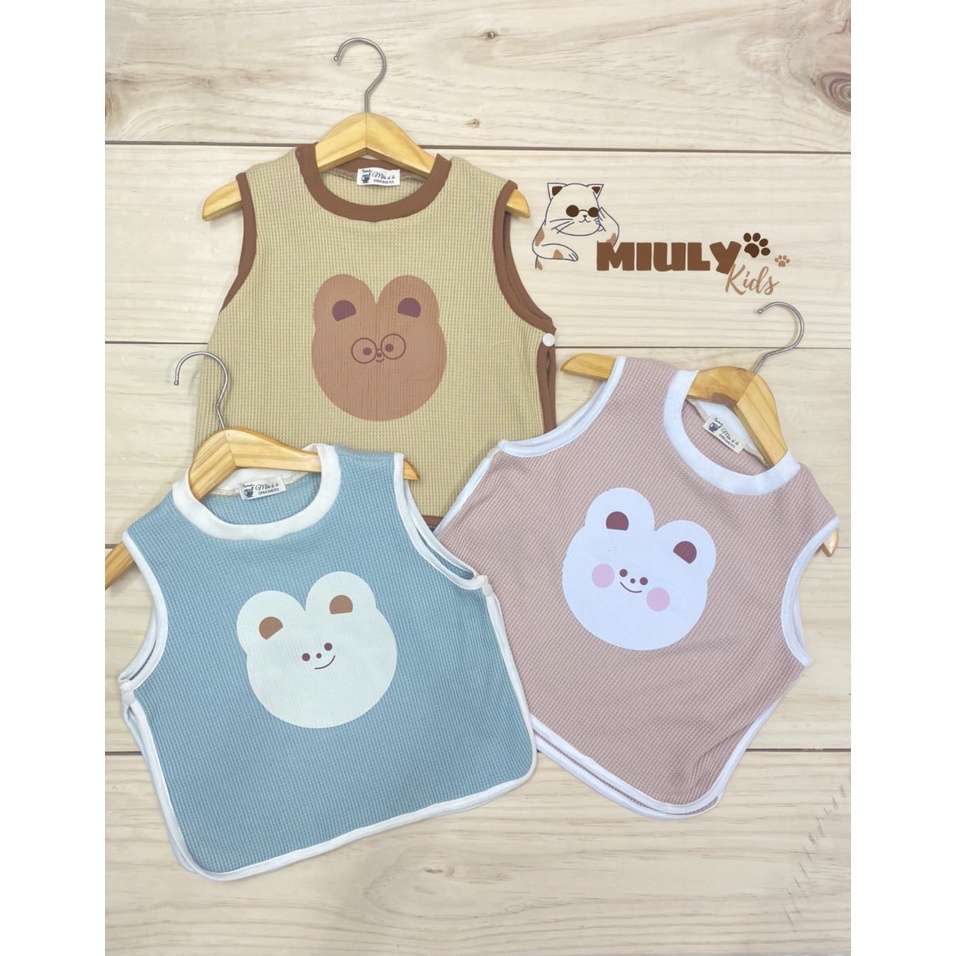 Aó ghile kết hợp yếm bằng vải cotton waffle Hàn dày dặn mềm mại cho bé