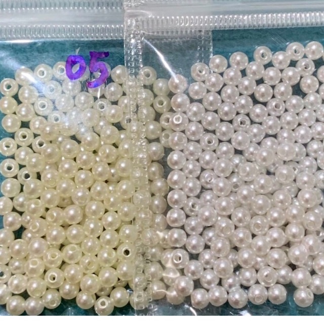 Trai nhựa 5mm 10gr có lỗ xâu vòng cổ, vòng tay, phụ kiện trang trí váy áo