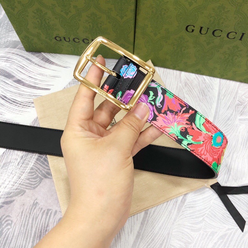 Dây lưng, Belt thời trang da thật cao cấp Gucci GG GC họa tiết hoa văn tính tế