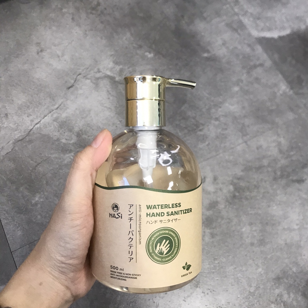 Nước rửa tay khô sát khuẩn HASI KOKESHI WATERLESS 500ml - gel rửa tay khô hương trái cây ,trà xanh