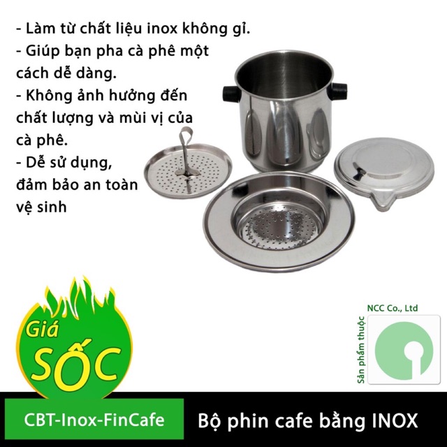 Phin cafe inox không gỉ bền