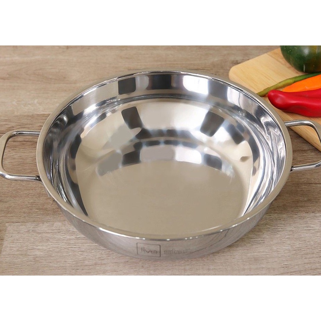 Nồi lẩu  3 đáy inox 430 Fivestar bếp từ và tất cả loại bếp nắp kính ( 24 cm/ 26 cm/ 28 cm )