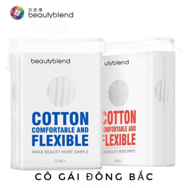 Bông tẩy trang cotton 100% Beauty Blend, bông tẩy trang 3 lớp dai siêu mịn, tiết kiệm ko xơ bông [Túi 200 miếng]