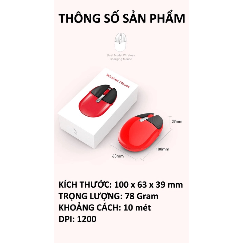 Chuột không dây M106 kết nối bằng Bluetooth và chip 2.4G siêu tiết kiệm pin, màu sắc cá tính thiết kế nhỏ gọn - NK