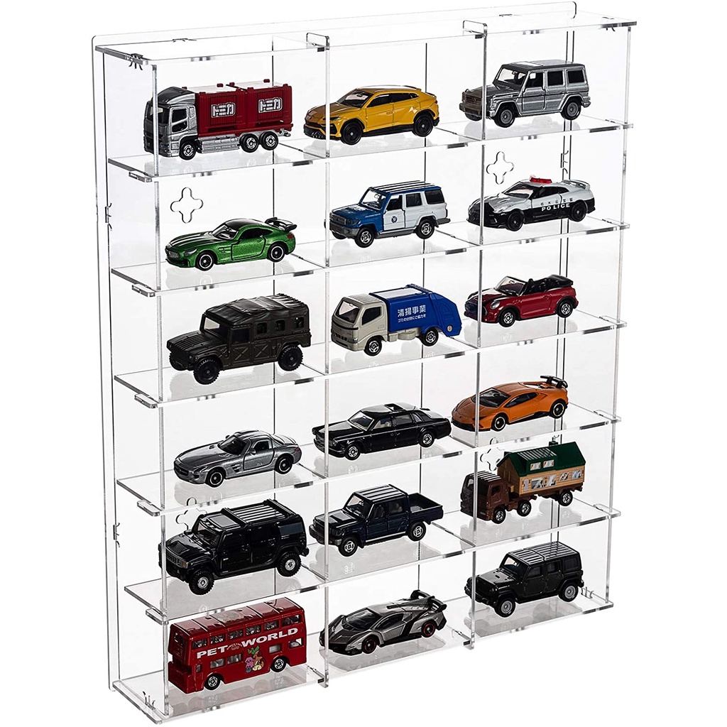 Hộp tủ mica trong suốt nhiều ngăn trưng bày mô hình, ô tô, sản phẩm