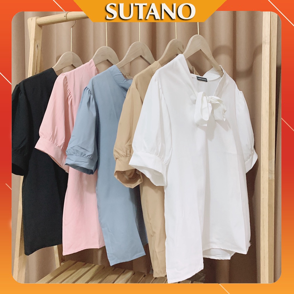 Áo sơ mi nữ công sở SUTANO cách điệu tơ nơ cổ 5 màu trơn lịch sự sang chảnh A399