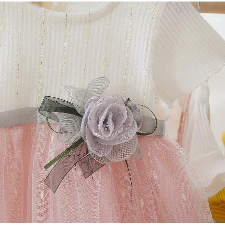 [SIÊU CƯNG] Đầm Bé Gái ❤️ Váy cho bé gái ❤️ dáng xòe công chúa phối ren kim tuyến từ sơ sinh đến 4 tuổi