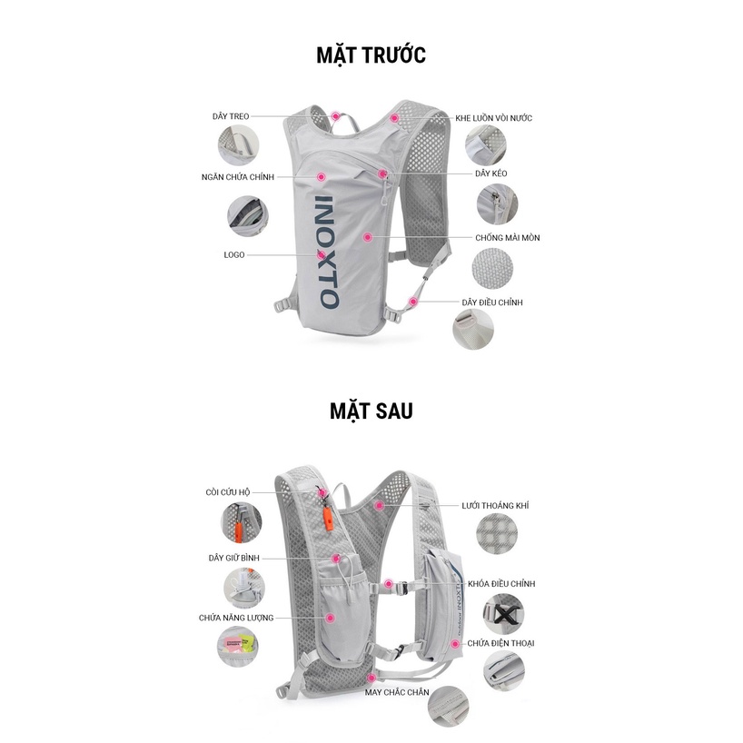 Balo Chạy Bộ Đạp Xe 5L Inoxto Running Cycling Bag| Vest chạy trail INOXTO Eagle 591 5L