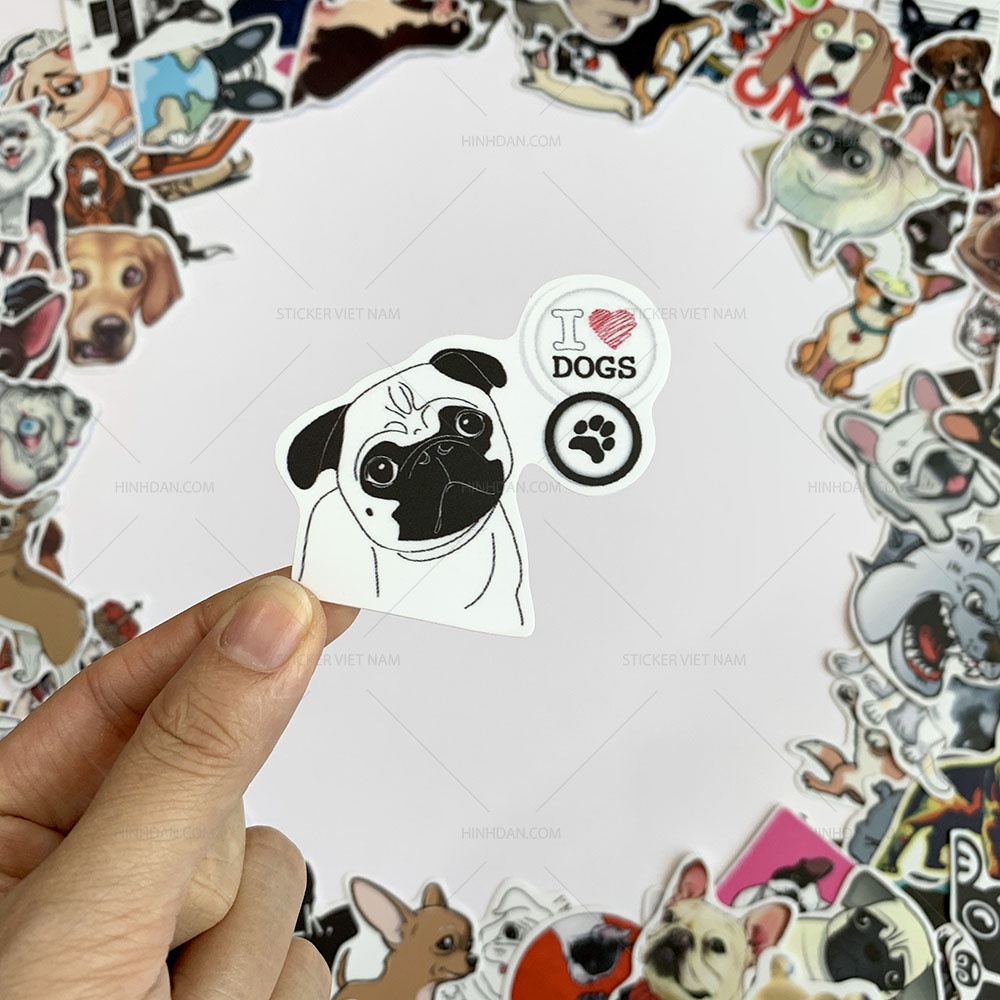 Sticker DOG - CHÓ Husky, Poodle, Samoyed decal hình dán chống nước trang trí xe, laptop, nón bảo hiểm