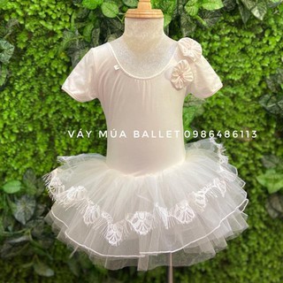 Ballet Váy múa 2 hoa lệch viền chân ren