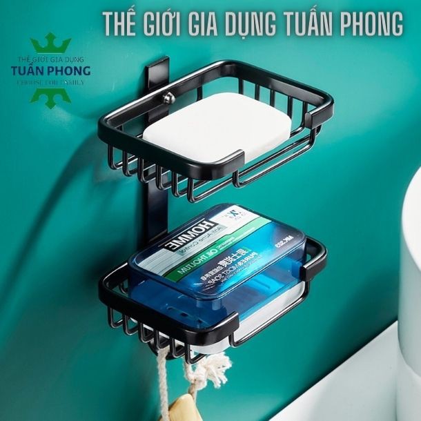 Kệ Để Xà Bông Xà Phòng 2 Tầng,Khay Đựng Xà Bông Xà Phòng Nhà Tắm Phong Cách Bắc Âu Hiện Đại Dễ Dàng Lắp Đặt Và Sử Dụng