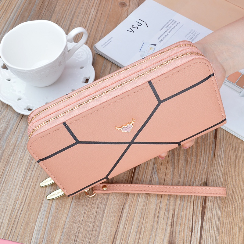 Ví Dài Mềm Mại Hai Lớp Có Khóa Kéo Thời Trang Phong Cách Mới Cho Nữ