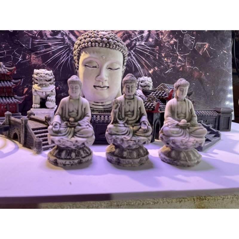 Tượng phật tam thế trang trí tiểu cảnh, non bộ, sân vườn