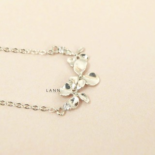 Vòng cổ dải hoa 2 đầu đá trắng BẠC S925 LANN N154