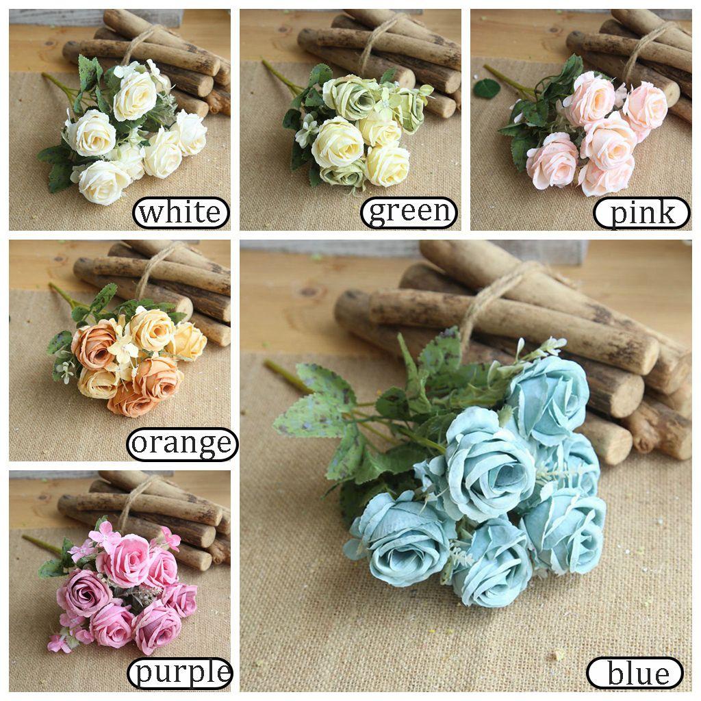 Bó Hoa Hồng Lụa 6 Bông Trang Trí Tiệc
