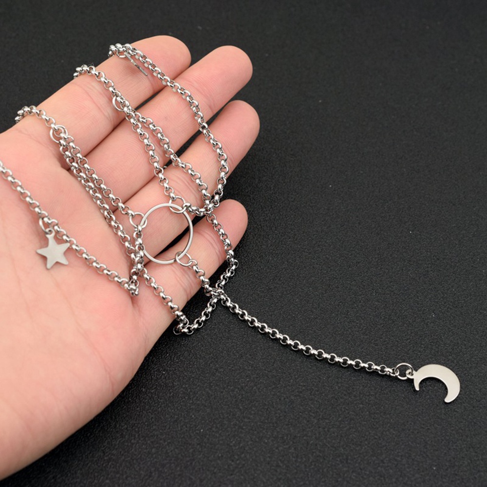 Vòng cổ Choker Nhiều Tầng Hình Mặt Trăng Ngôi Sao Thời Trang Dành Cho Nữ