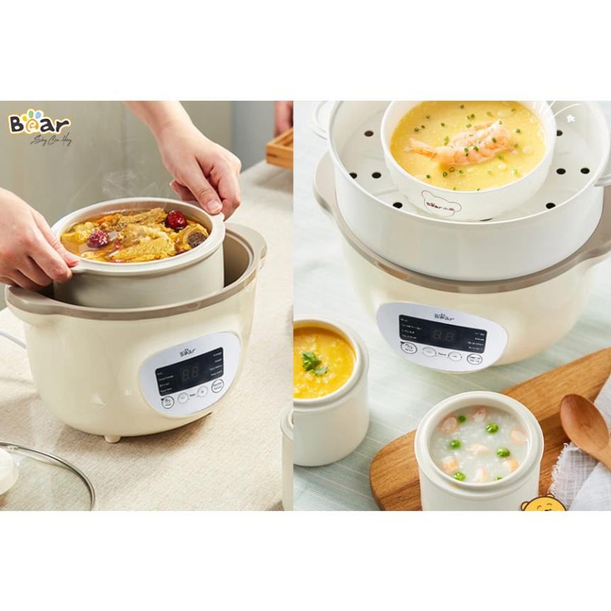 Nồi nấu cháo chậm cho bé Bear 1.6L SUBE002 bản quốc tế, nồi hầm cháo cho bé ăn dặm, hầm, ủ cháo, BH 18 tháng - HAPOS