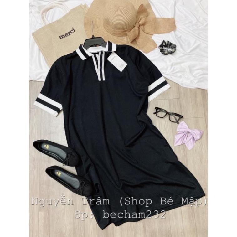 Đầm Suông Cổ Polo Phối Sọc BigSize 65-85Kg [Hình Thật Chính Chủ]