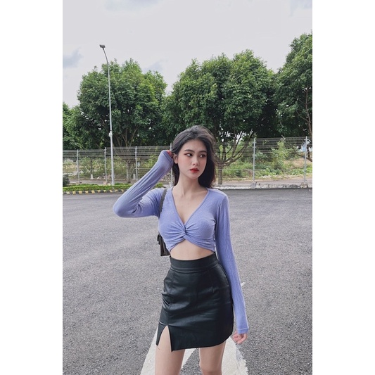 [𝐂𝐇𝐎𝐂𝐎𝐋𝐀𝐓𝐄 𝐦𝐢𝐱𝐱] LOVER CROPTOP▪Áo xoắn ngực tay dài
