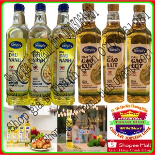 Dầu ăn Simply đậu nành và Gạo Lức chai 1L