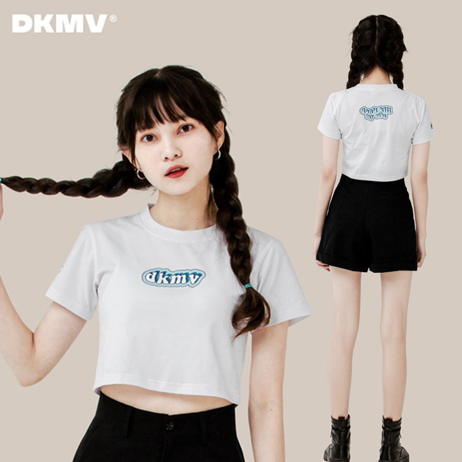 Áo croptop nữ ôm tay ngắn màu trắng DKMV - Croptop ôm ngắn tay White Azure Croptop