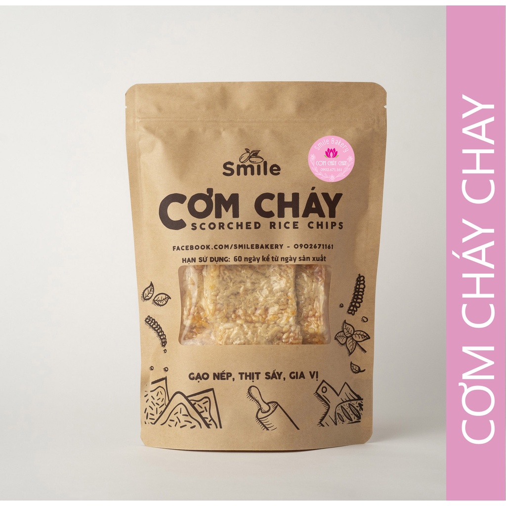 Cơm cháy nhiều vị, cơm cháy vệ sinh túi giấy 250Gram - smilebakery