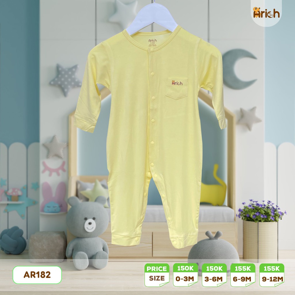 [Mã SKAMCLU8 giảm 10% cho đơn từ 100K] Body dài tay trơn 0-18M SỢI TRE Arich