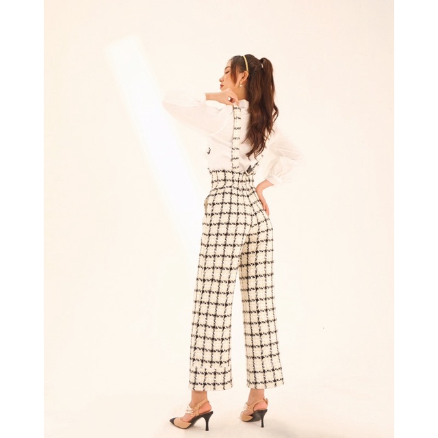 The19Club - Quần yếm tweed caro Sophia Pants