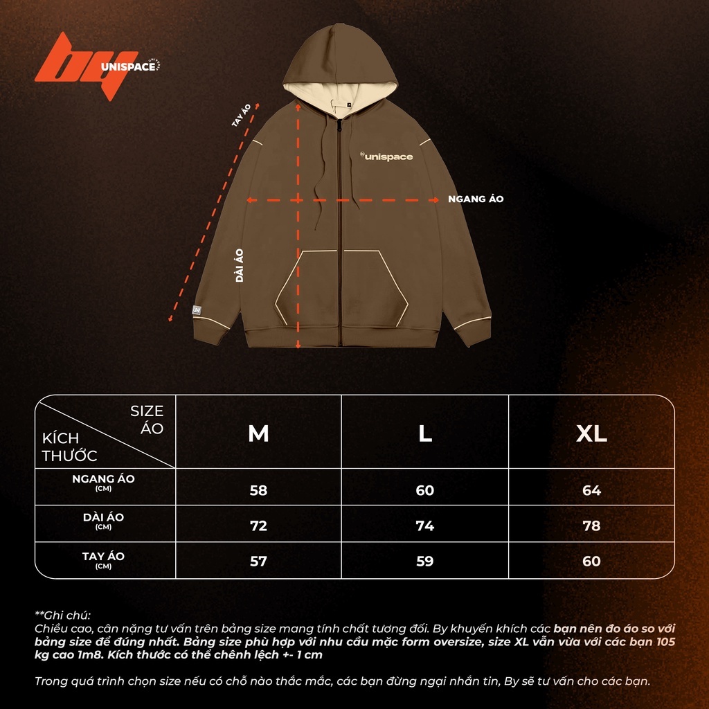 Áo hoodie zip local brand By UniSpace áo khoác unisex nam nữ form rộng vải nỉ signature ver 1