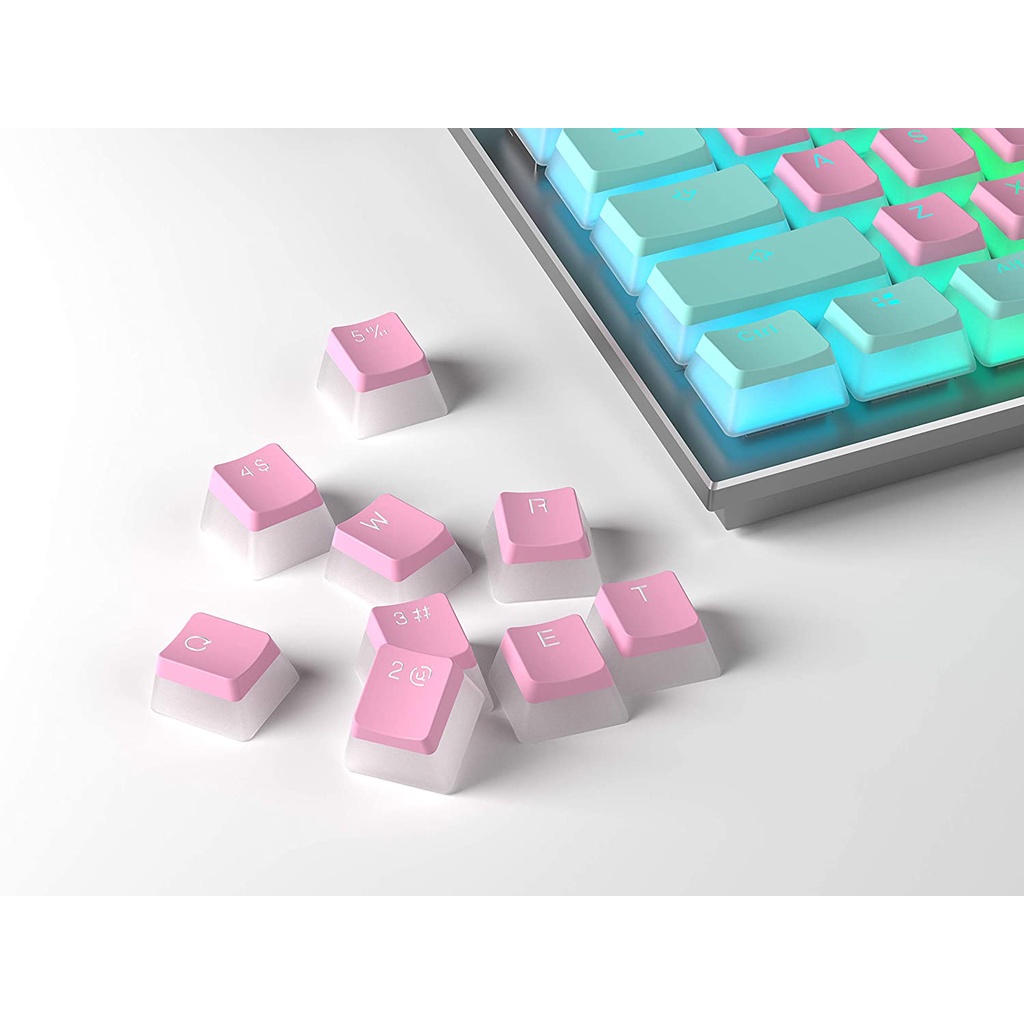 Bàn phím cơ pudding Cyan Pink 108 Double Shot PBT pudding keycap Cấu hình Ansi / ISO-Oem 60% / 87/104/108 bàn phím cơ có đèn nền chuyển đổi