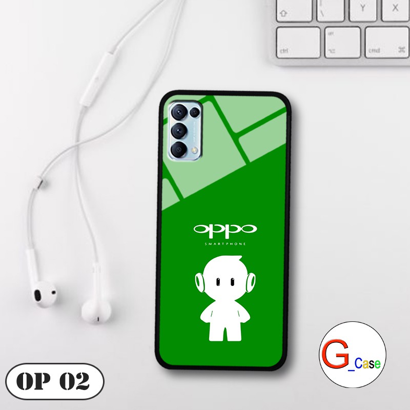 Ốp lưng Oppo Reno5-lưng kính in logo hãng điện thoại