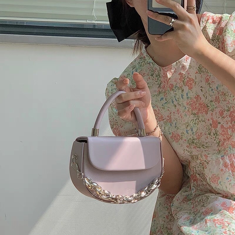 [SẴN] Túi bán nguyệt form hộp xích bạc_kèm dây đeo chéo/ túi xách nữ cao cấp