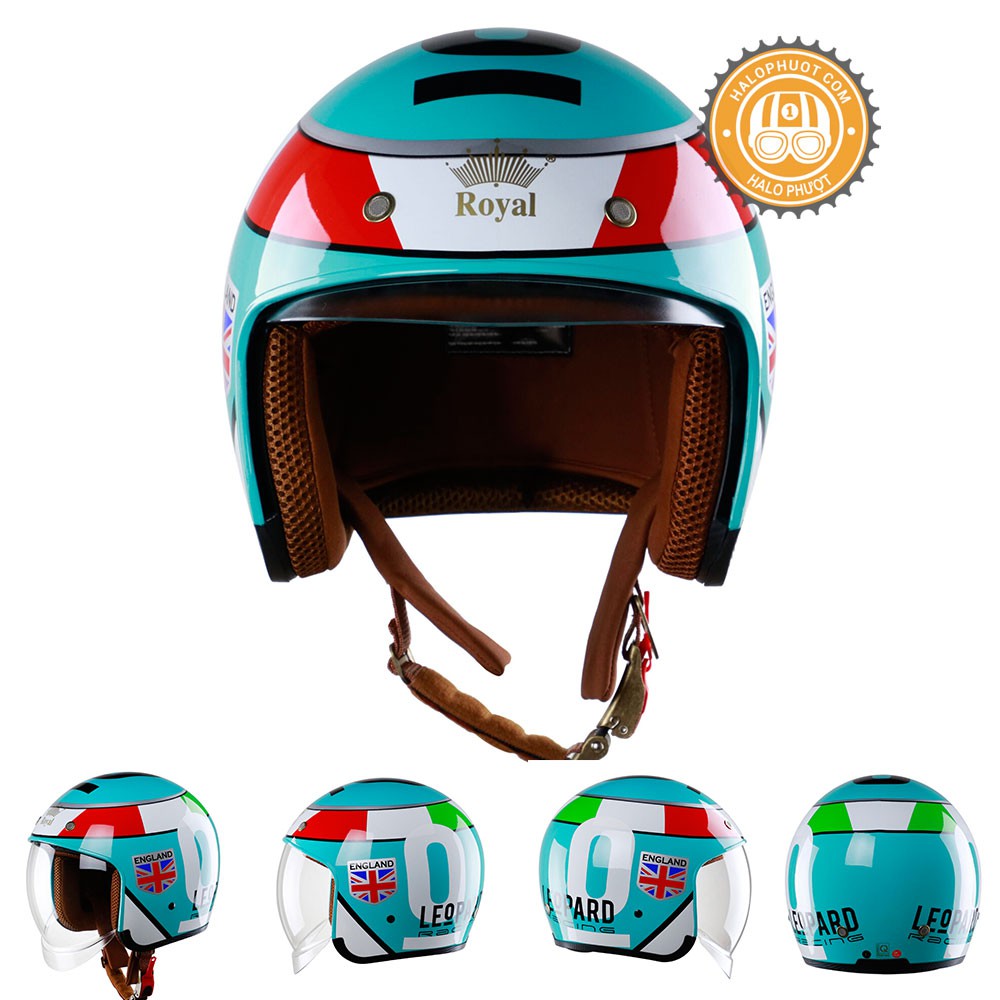 Nón bảo hiểm 3/4 kính âm Royal M139 Leopard (tặng balo rút)