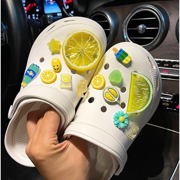 Đôi dép crocs diy thời trang trang trí trái cây trong suốt crocs jibitz charms phụ kiện