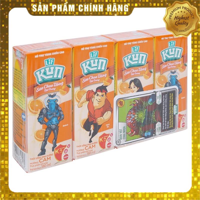 Hnagf chính hãng Lốc 4 hộp 180ml sữa Kun socola/kem dâu/nho/cam/trái cây/có đường