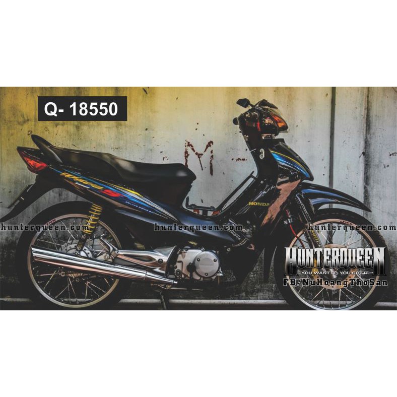 Tem rời xe Wave màu đen. Thay đổi màu sắc và chi tiết theo yêu cầu. Sắc nét, bền màu