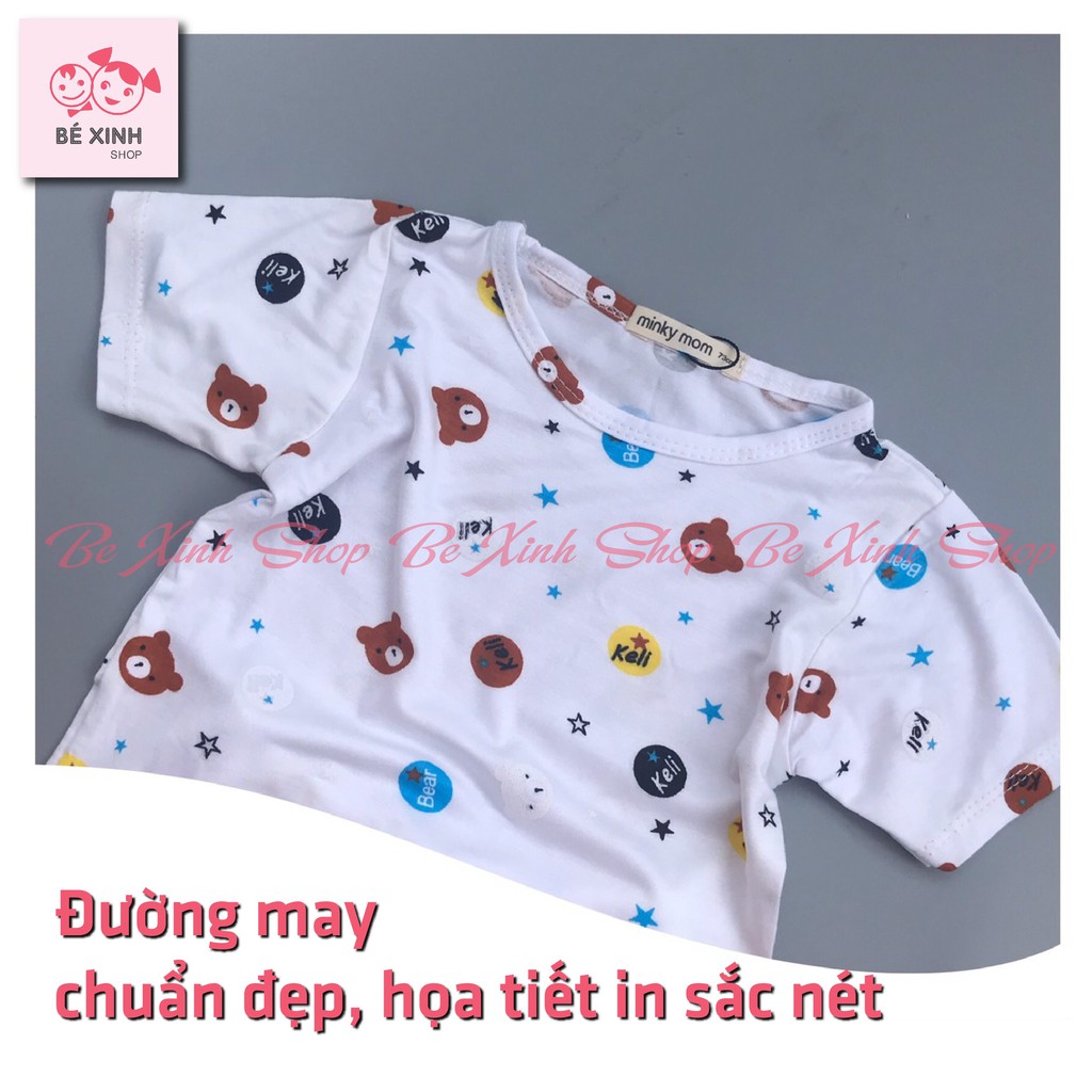 Đồ cho bé trai bé gái trẻ em cộc tay Minky Mom [Săn Sale] Bộ đồ thun lạnh cộc tay áo quần áo bé gái trai trẻ em gấu Keli