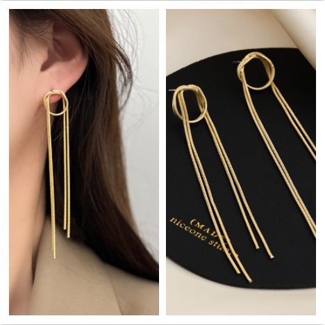 Bông Tai Mạ Bạc 925 Dáng Dài Đính Ngọc Trai Phối Tua Rua Phong Cách retro Hàn Quốc