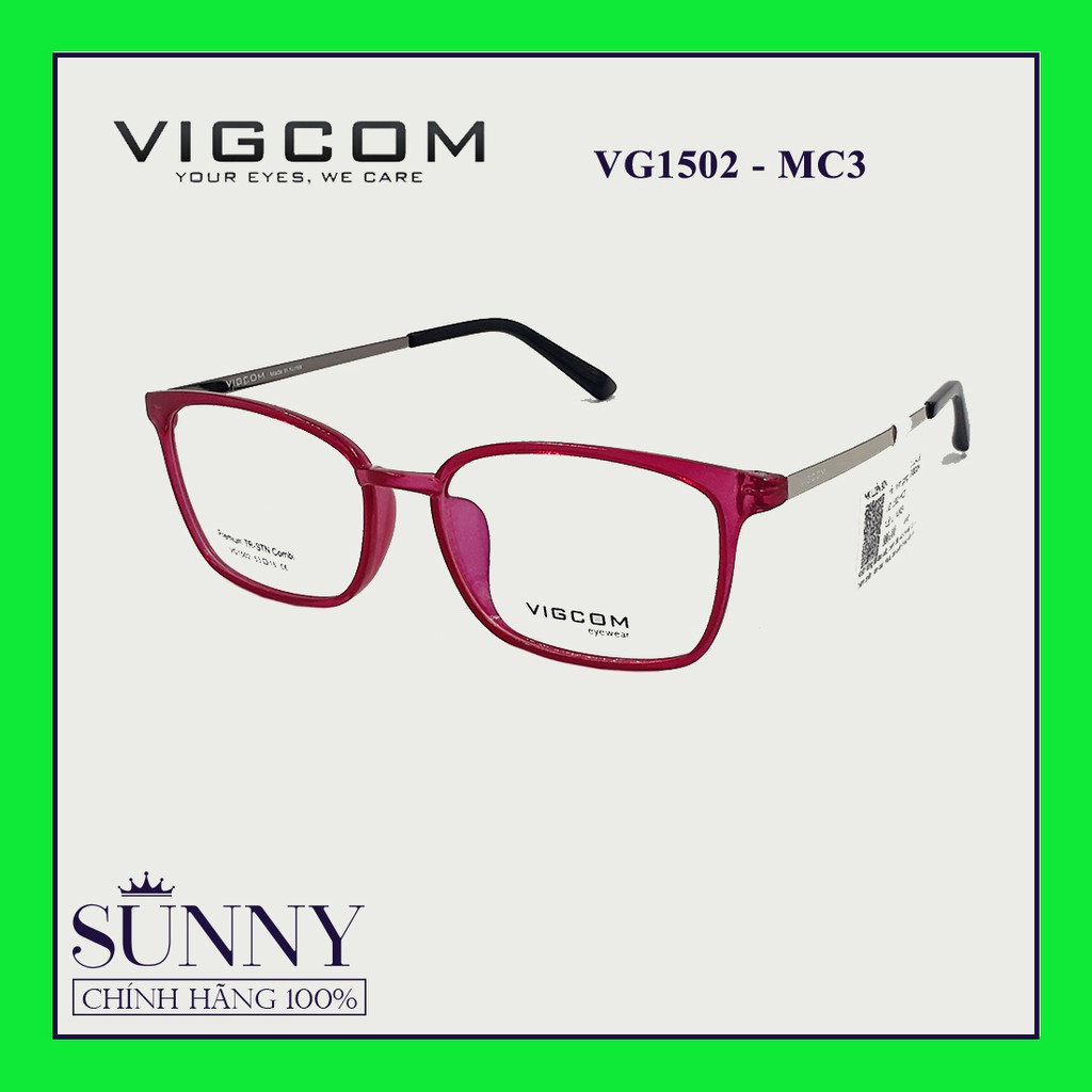 Gọng kính thời trang Vigcom VG1502 chính hãng, thiết kế dễ đeo bảo vệ mắt