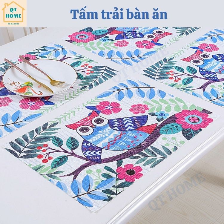 Tấm Trải Bàn Ăn PVC Cách Nhiệt Trang Trí Bàn Ăn Với Hình Vẽ Dễ Thương