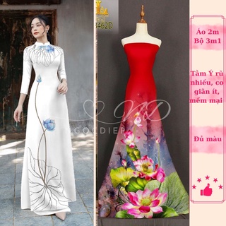 Vải Áo Dài Tằm Ý Hoa Sen