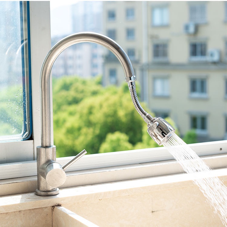 Đầu Vòi Rửa Chén Bát Tăng Áp Inox Xoay 360 Độ Nhiều Chế Độ Tiết Kiệm Nước 18cm