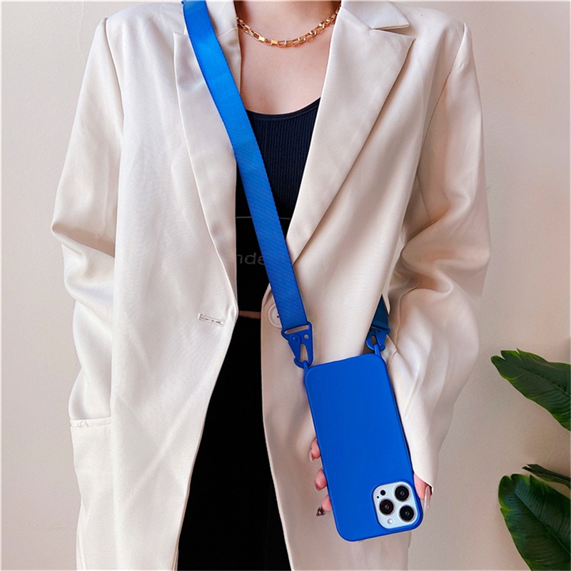Ốp Điện Thoại Silicon Có Dây Đeo Chéo Cho iPhone 13 12 11 Pro Max XS XR X 8 7 PLUS SE