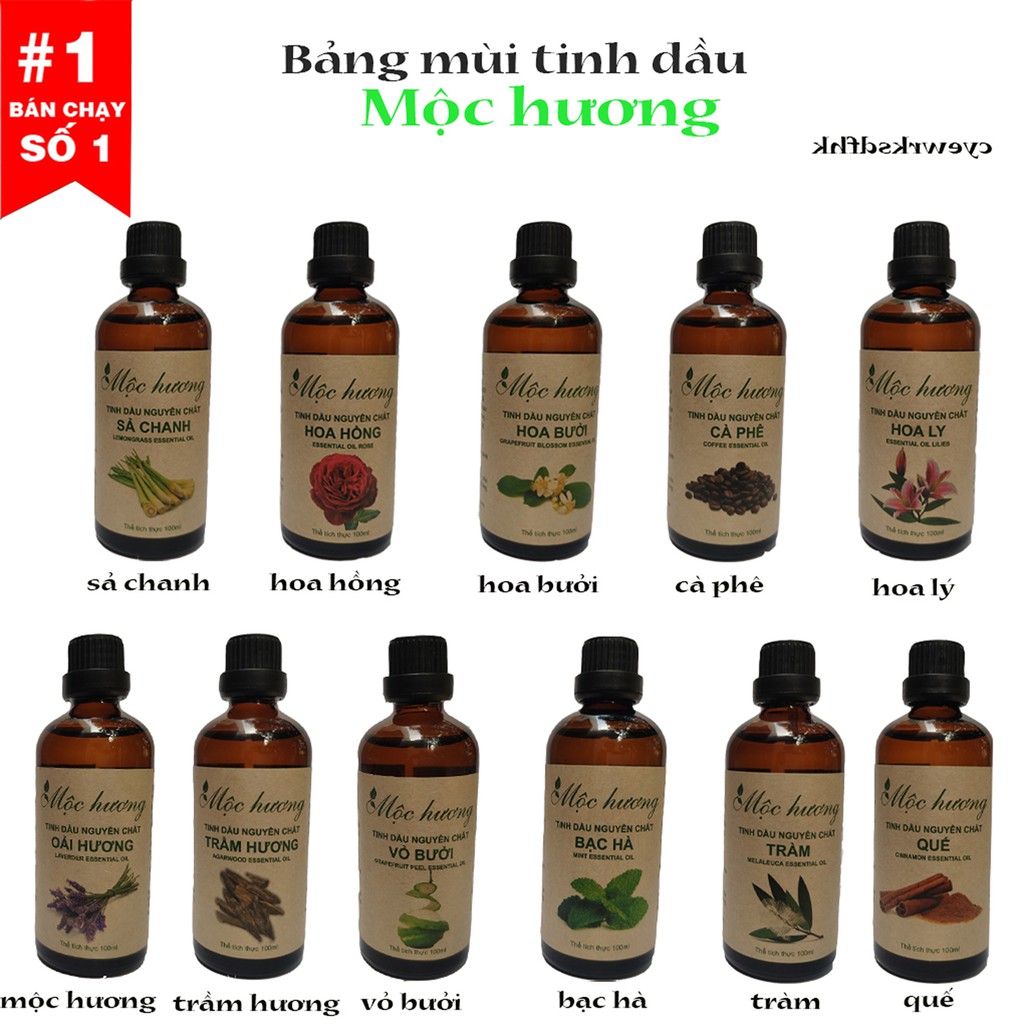 Tinh dầu 100ml Mộc hương nguyên chất có kiểm định (chọn mùi)