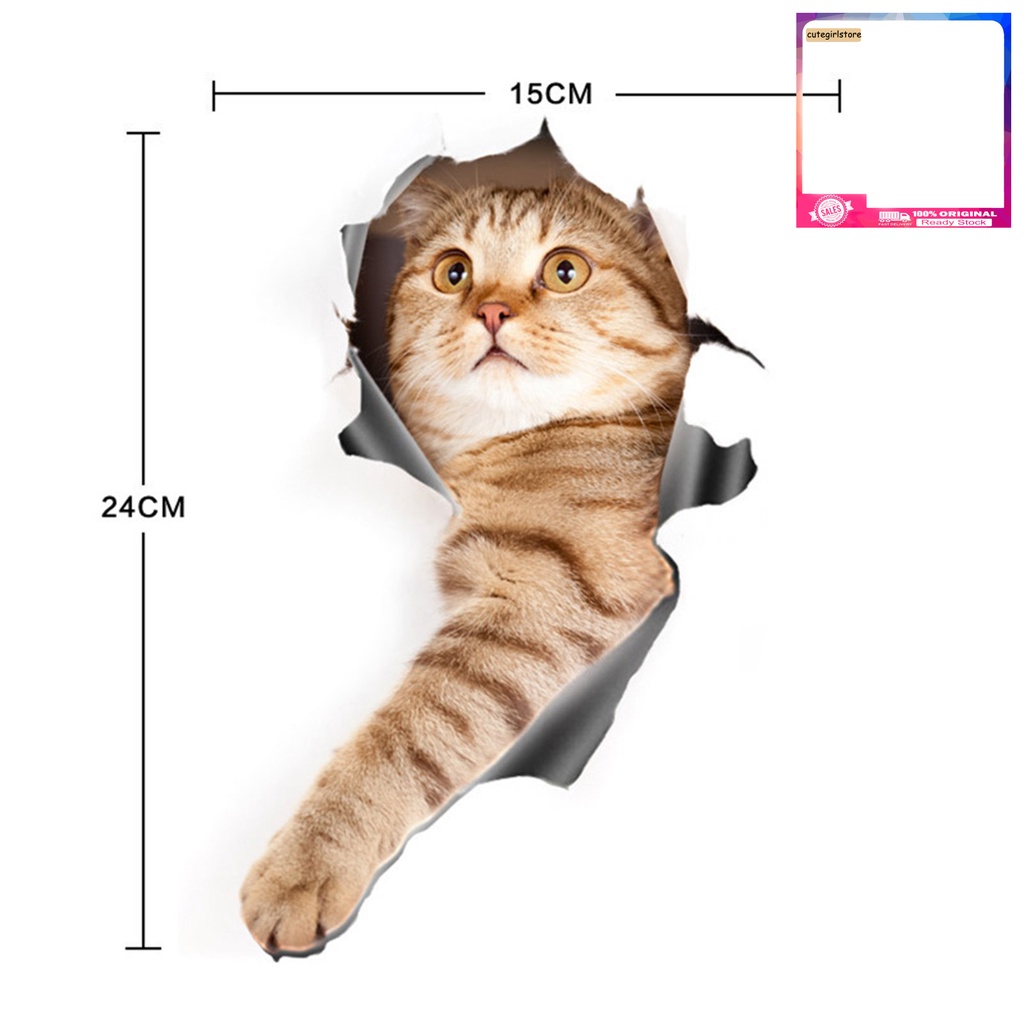 Miếng Dán Trang Trí Xe Hơi Tạo Hiệu Ứng 3D Chống Nước Không Phai Hình Mèo Dễ Thương