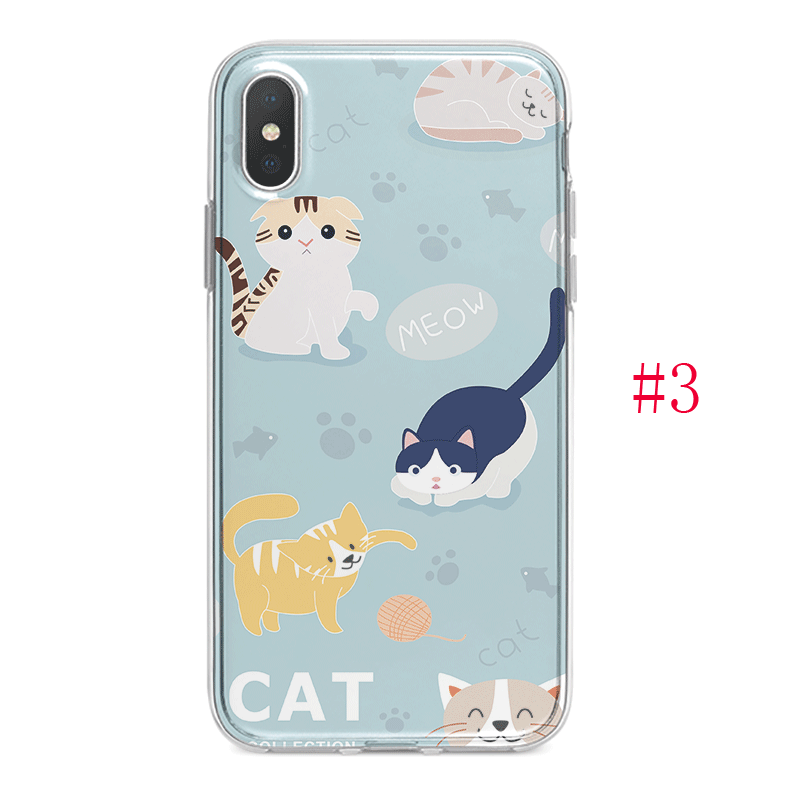 Ốp lưng iPhone X 6 6s 7 8 Plus 5 5s SE vỏ điện thoại Silicone mềm Case Mèo hoạt hình