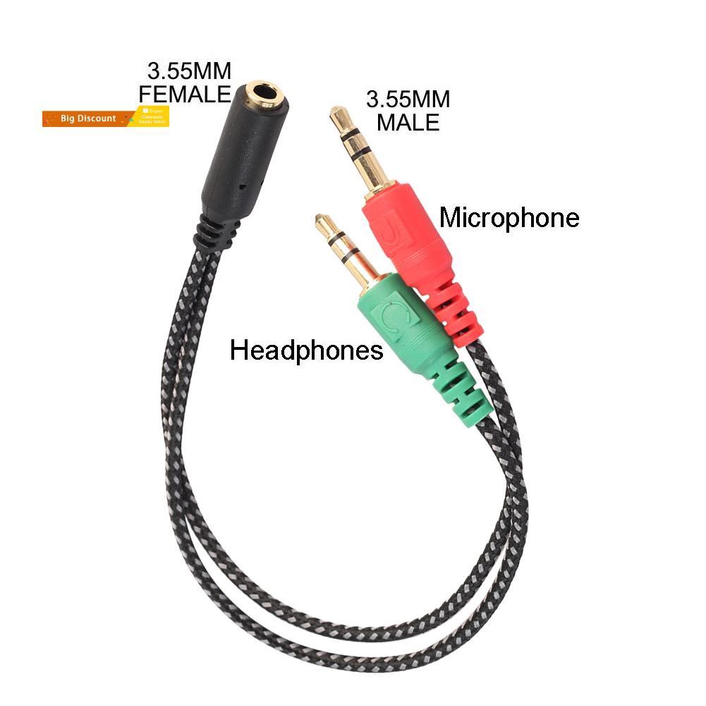 Cáp chia tai nghe LENOVO chuyển đổi giắc cắm 3.5mm 2 đầu sang 1