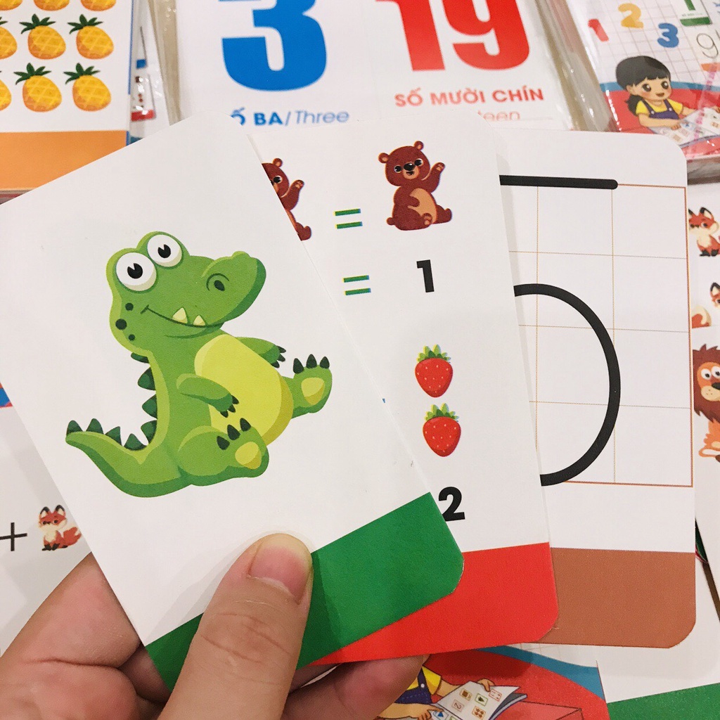 Bộ thẻ học toán, flashcard giúp bé nhận diện các con số( khổ nhỏ 7*12)