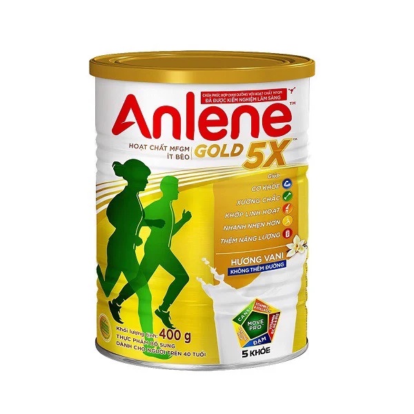 (date 2024)Sữa bột Anlene Gold 5X hương vani lon 400g