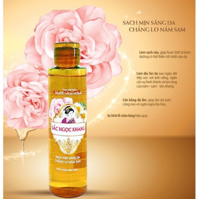 Nước hoa hồng Sắc Ngọc Khang- Giúp sạch mịn sáng da , không lo nám sạm